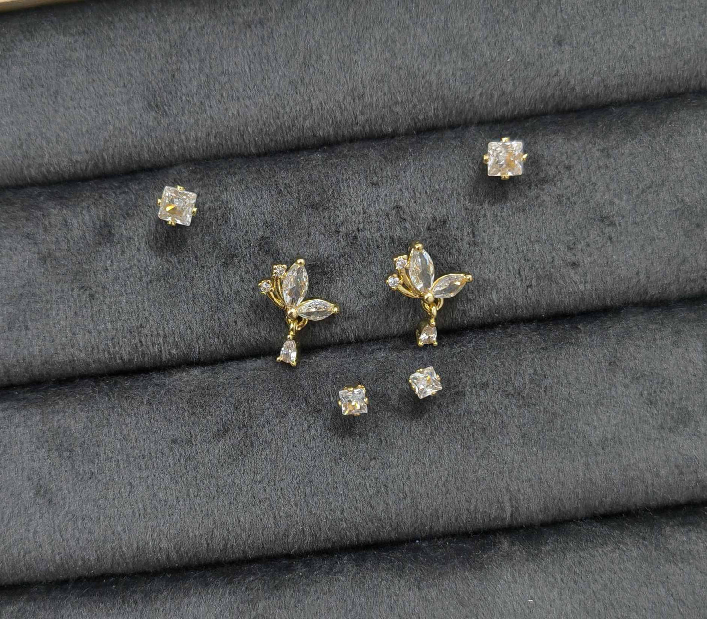 Antitarnish Trendy Studs And Drop Earrings Set Of 3 Pairs