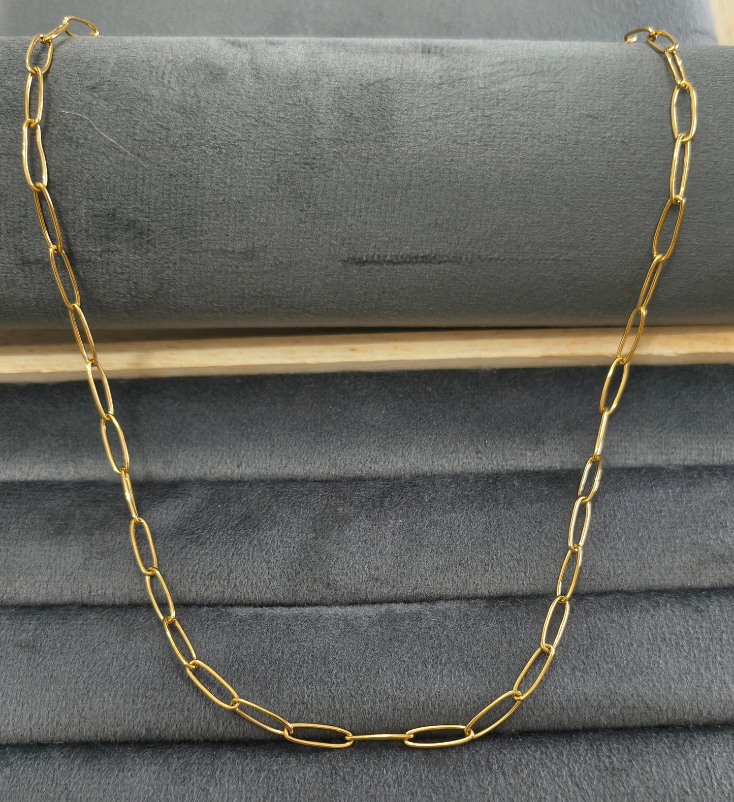 Antitarnish Unisex 4mm Paperclip Chain 18K Gold Plated
