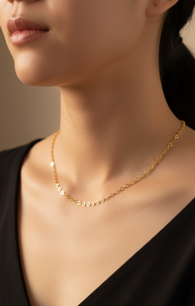 Antitarnish Vintage Flexible Chain Necklace 18K Gold Plated
