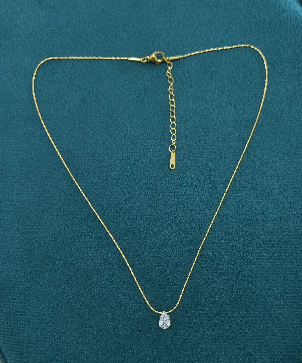 Antitarnish Waterdrop Solitaire Pendant Necklace 18K Gold Plated