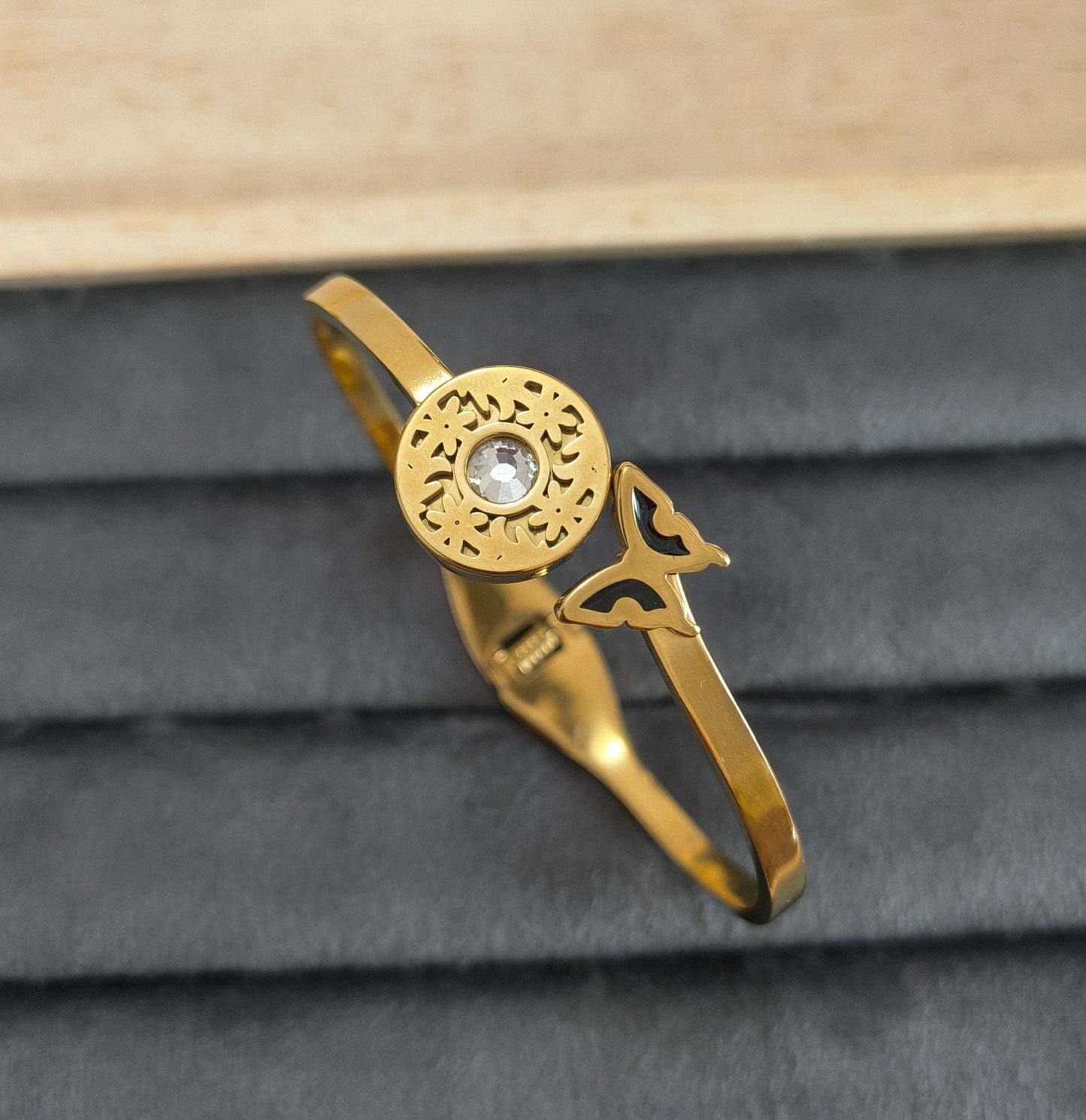 Butterfly Design Stone Studded Classic 18K Gold Plated Bracelet