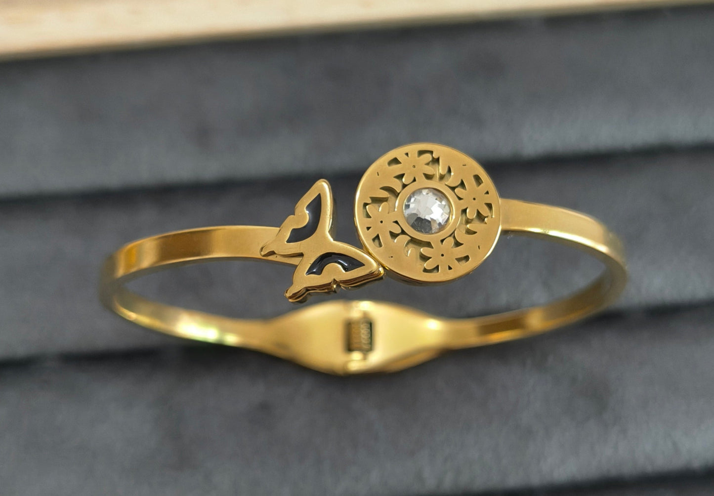 Butterfly Design Stone Studded Classic 18K Gold Plated Bracelet