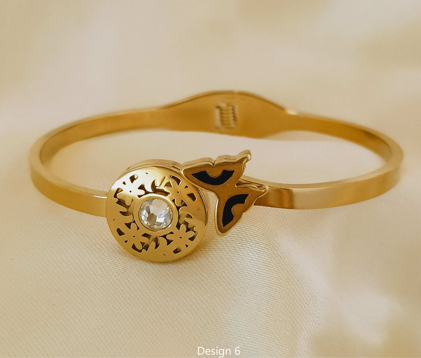 Anti tarnish Butterfly Design Stone Studded Classic Bracelet 18k gold PVD plated - Urban Era Jewel