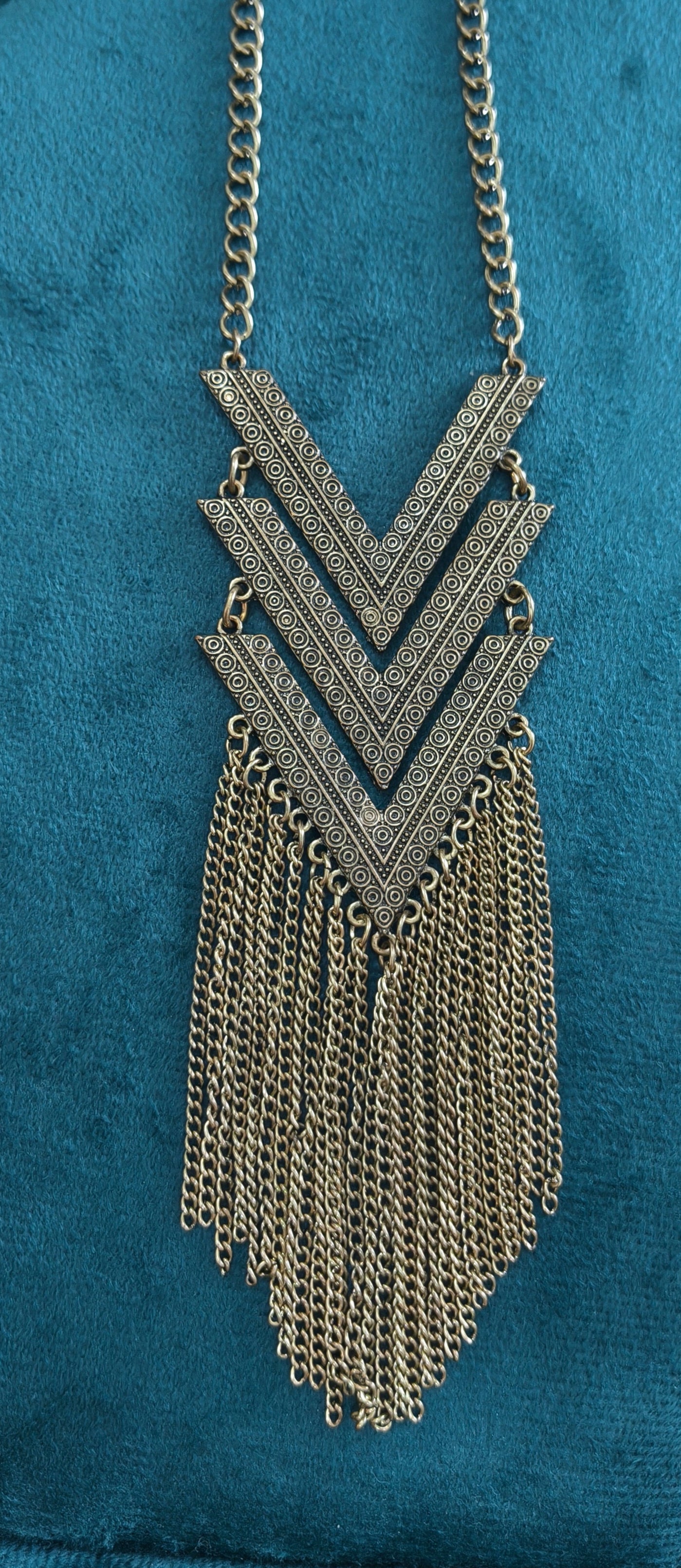 Classic Vintage Gold Toned Big Boho Necklace