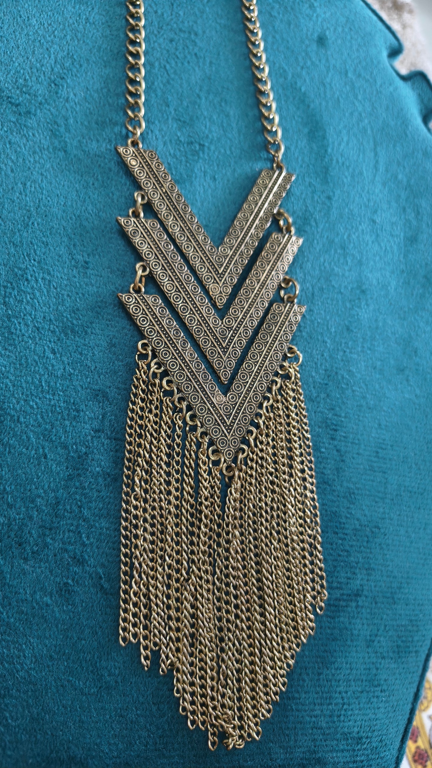 Classic Vintage Gold Toned Big Boho Necklace
