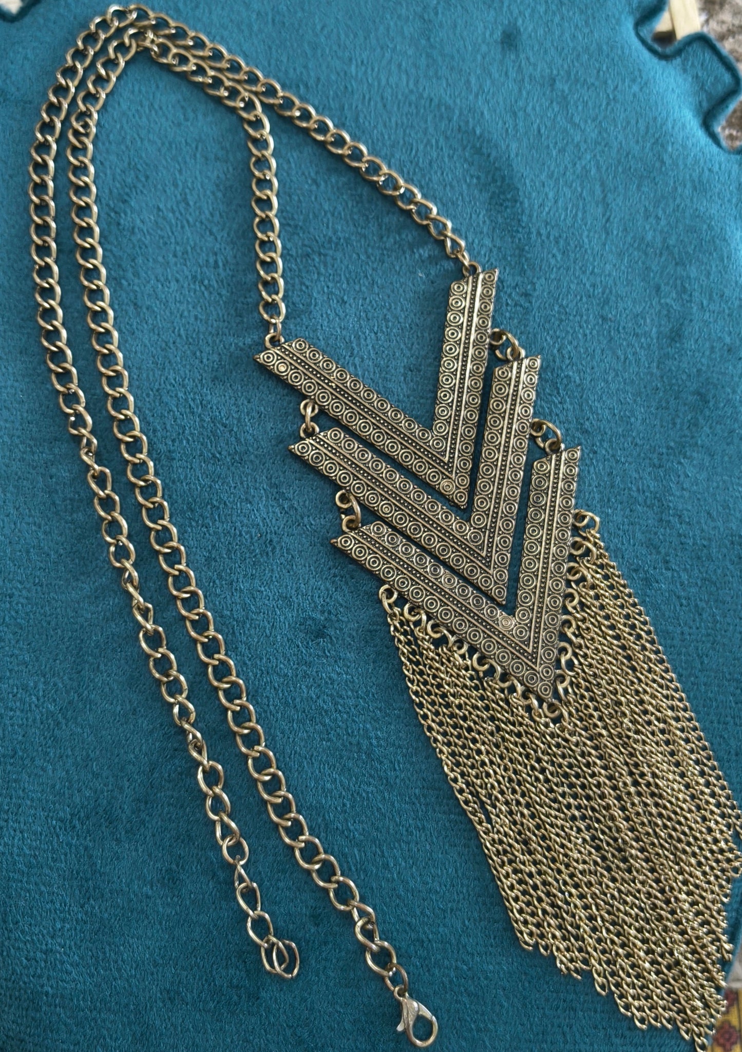Classic Vintage Gold Toned Big Boho Necklace