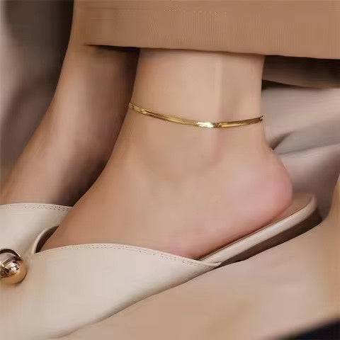 Anti tarnish Golden Snake Chain Anklet 18k Gold PVD plated - Urban Era Jewel