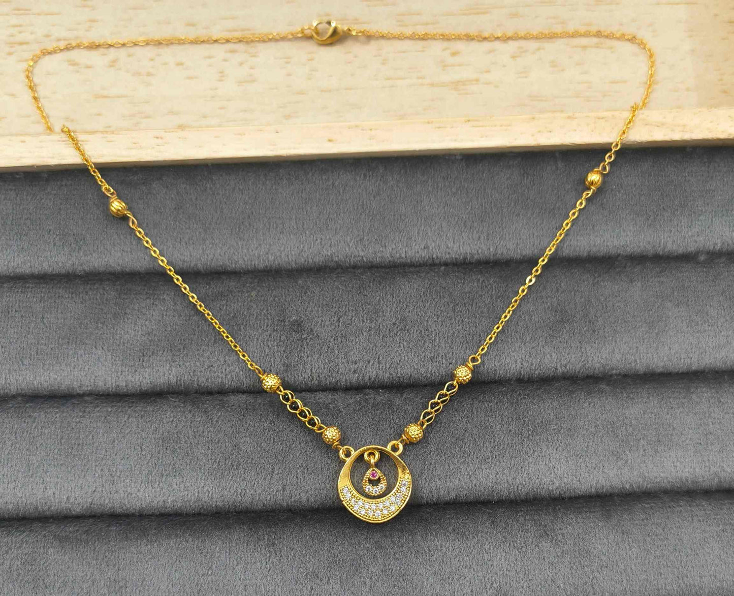 Daily Wear Black Beaded Fancy Round Pendant Mangalsutra