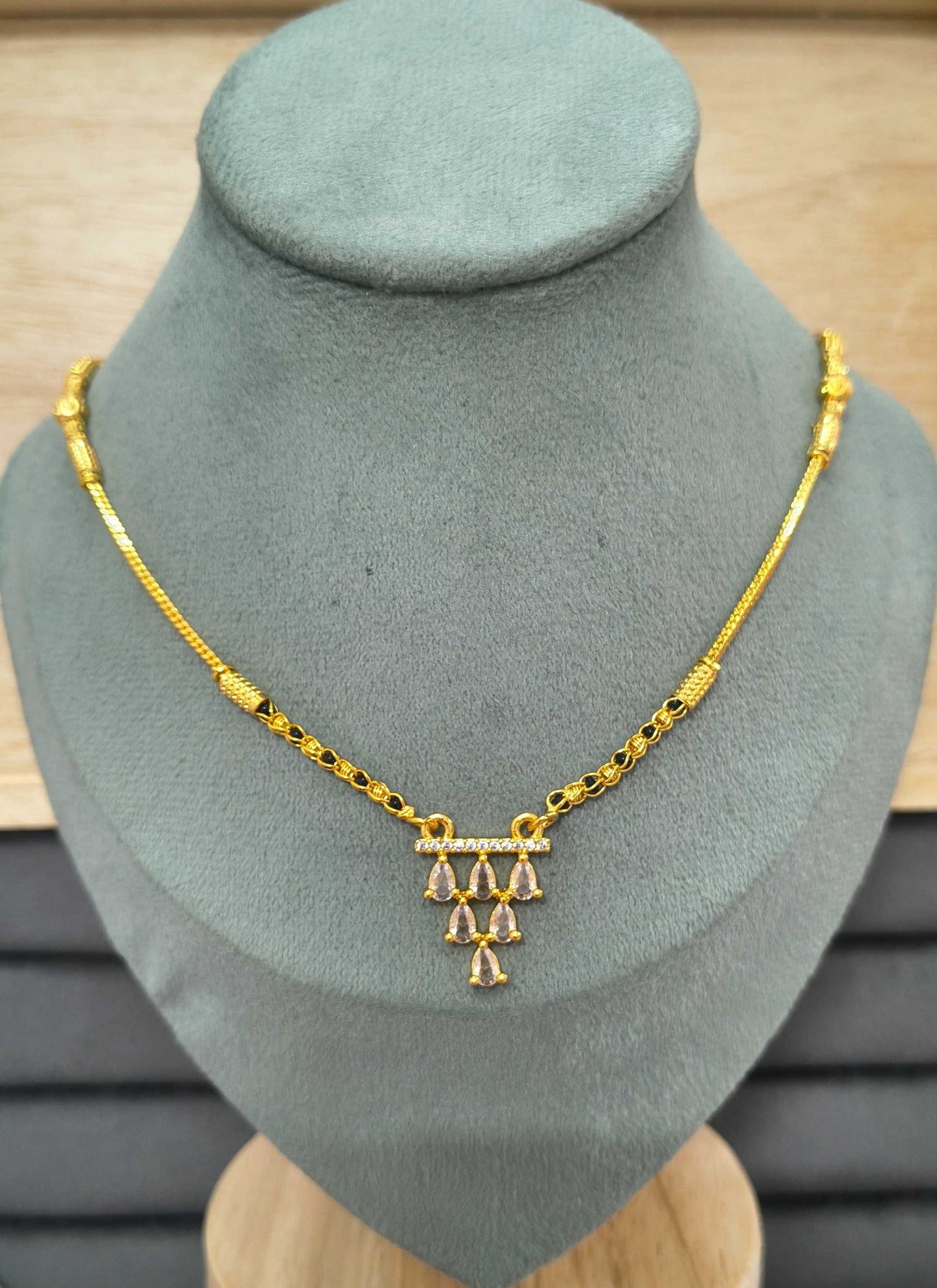 Daily Wear Mangalsutra AD Geometric Teardrop Pendant