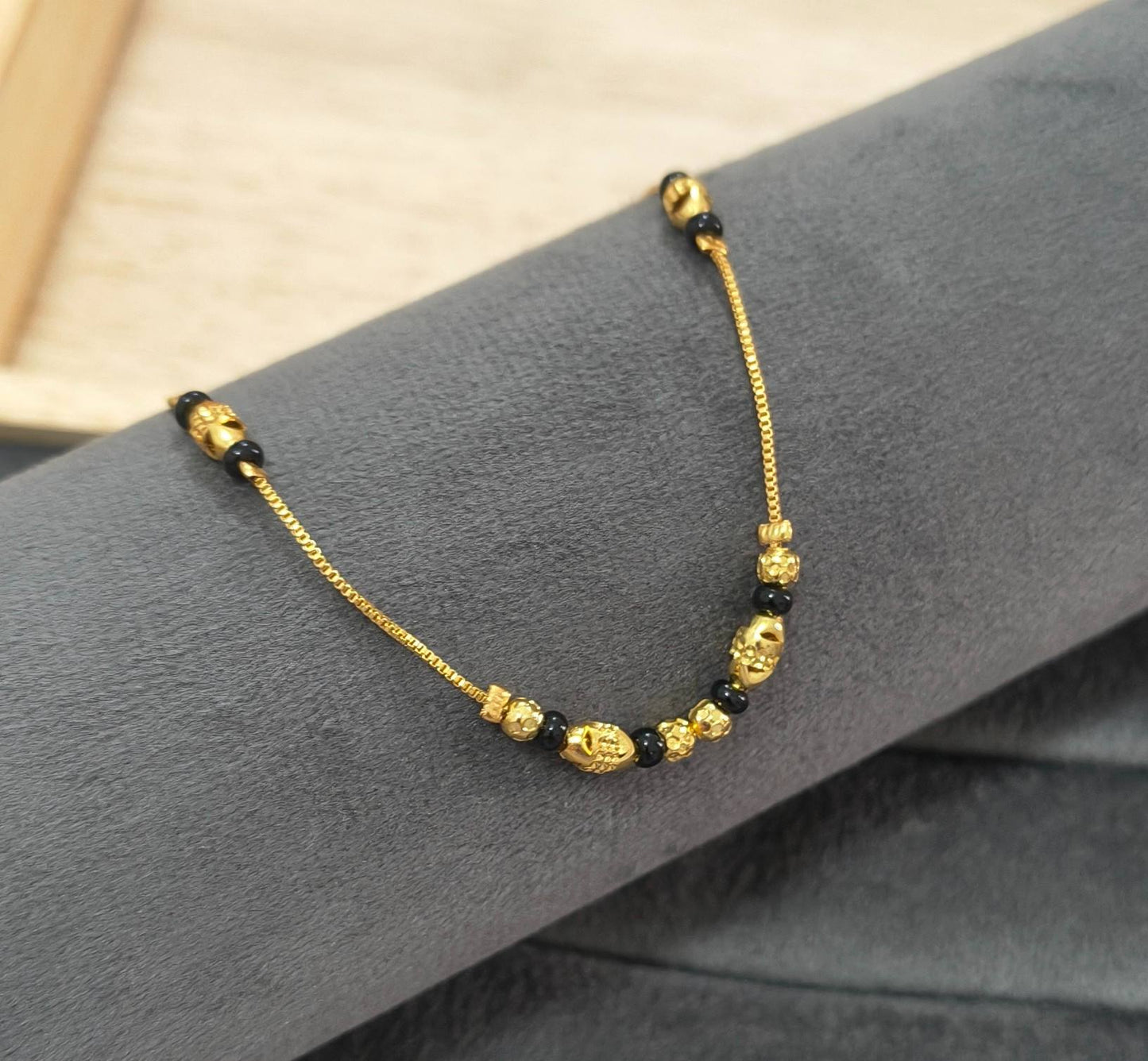 Daily Wear Mangalsutra Classic Golden Black Beads Design