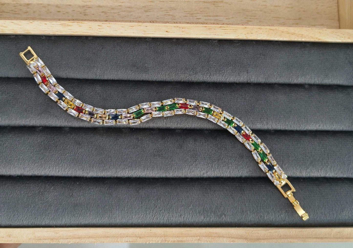 Dazzling Multicolored Zircon Studded Tennis Bracelet
