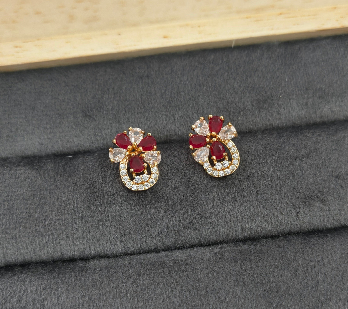 Dazzling Red Crystal Stud Earrings
