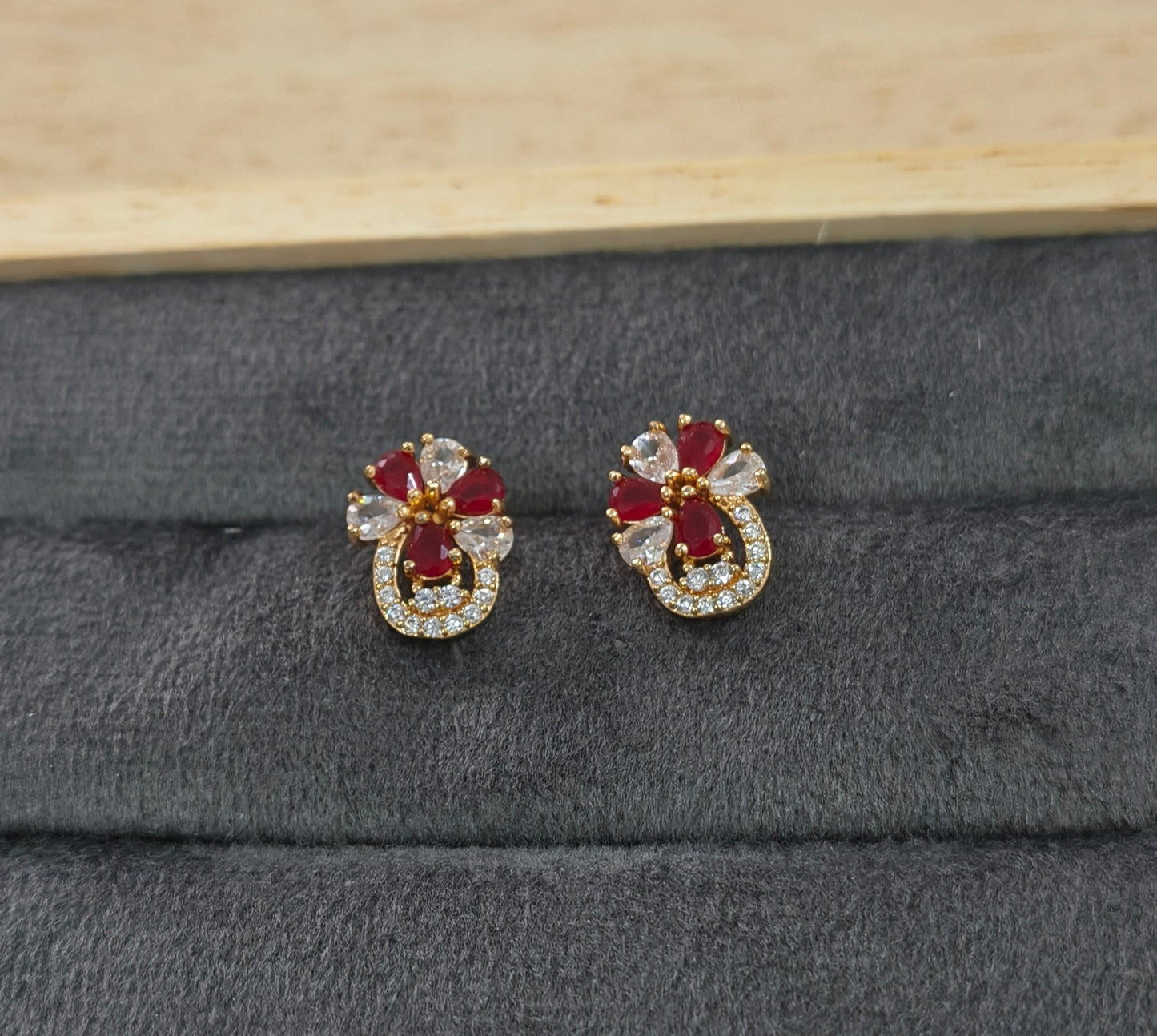 Dazzling Red Crystal Stud Earrings
