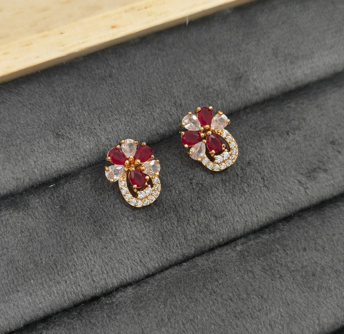 Dazzling Red Crystal Stud Earrings