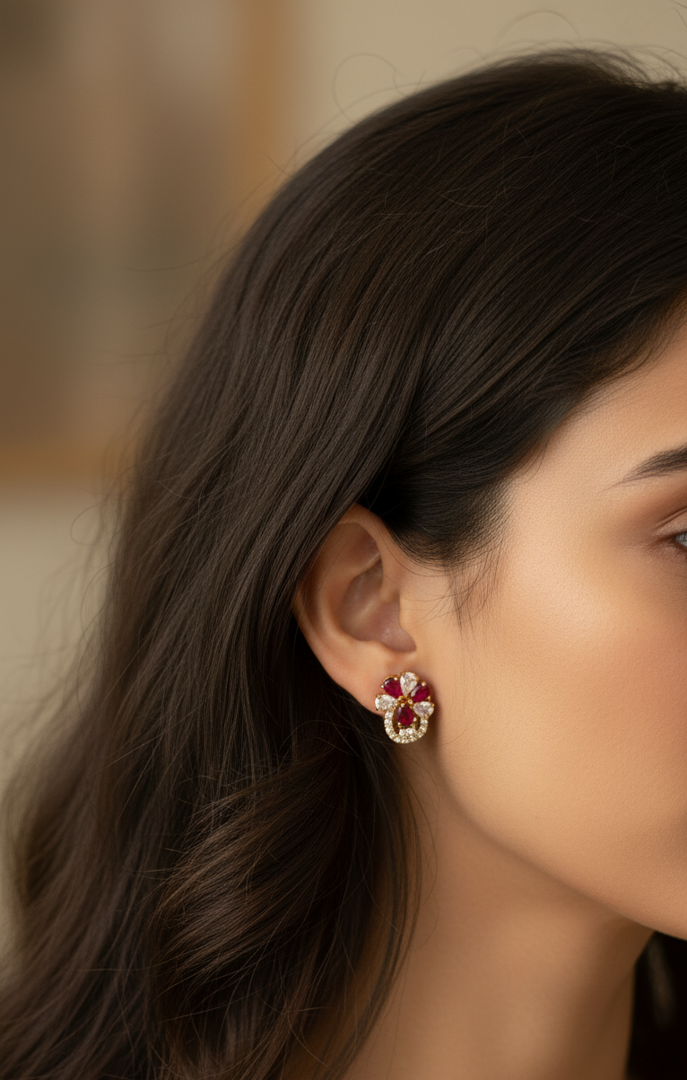 Dazzling Red Crystal Stud Earrings