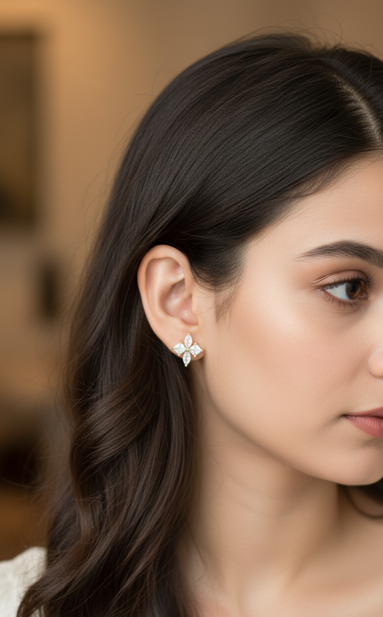 Delicate Glass Colour Petals Stud Earrings