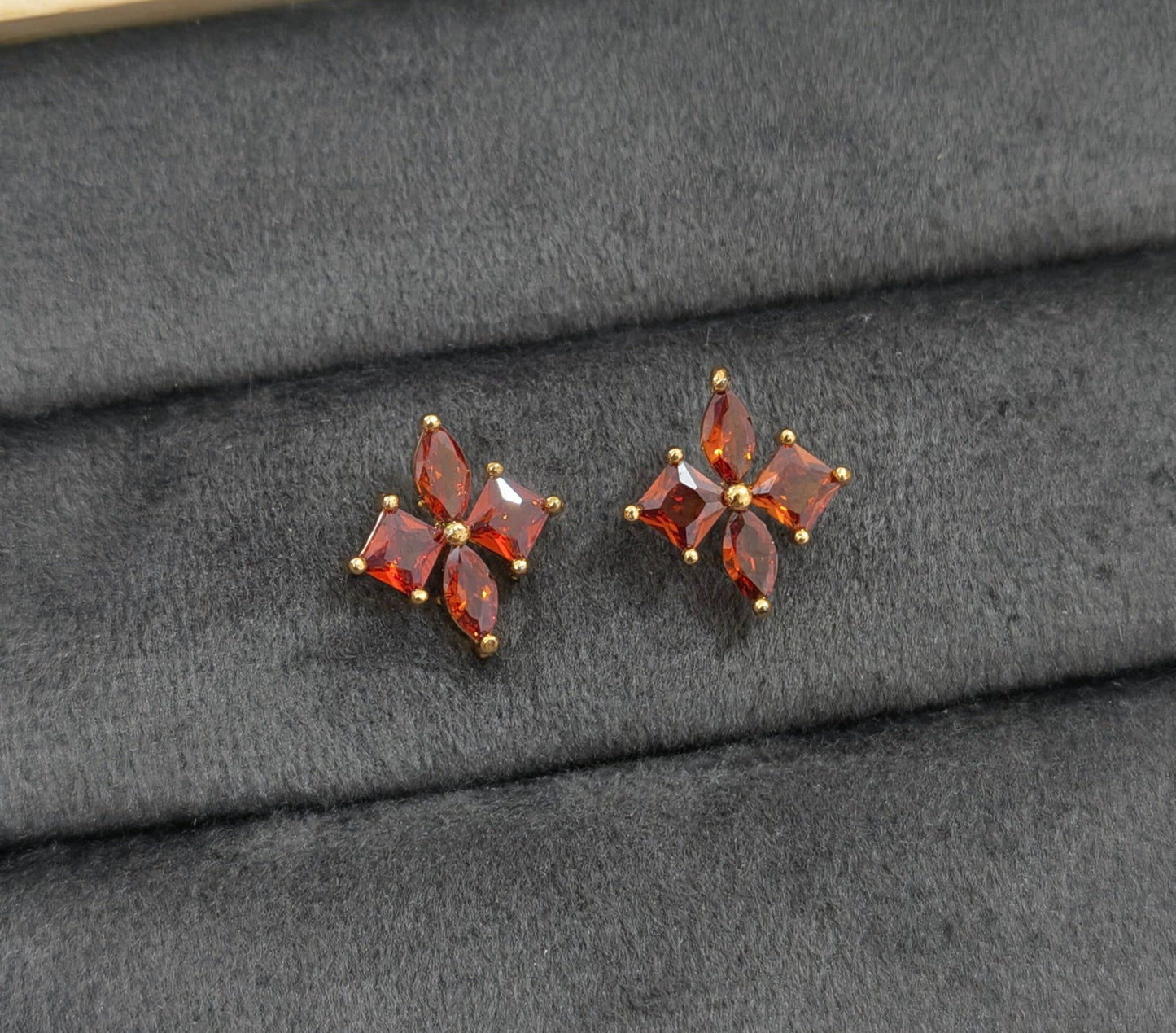 Delicate Red Petals Stud Earrings