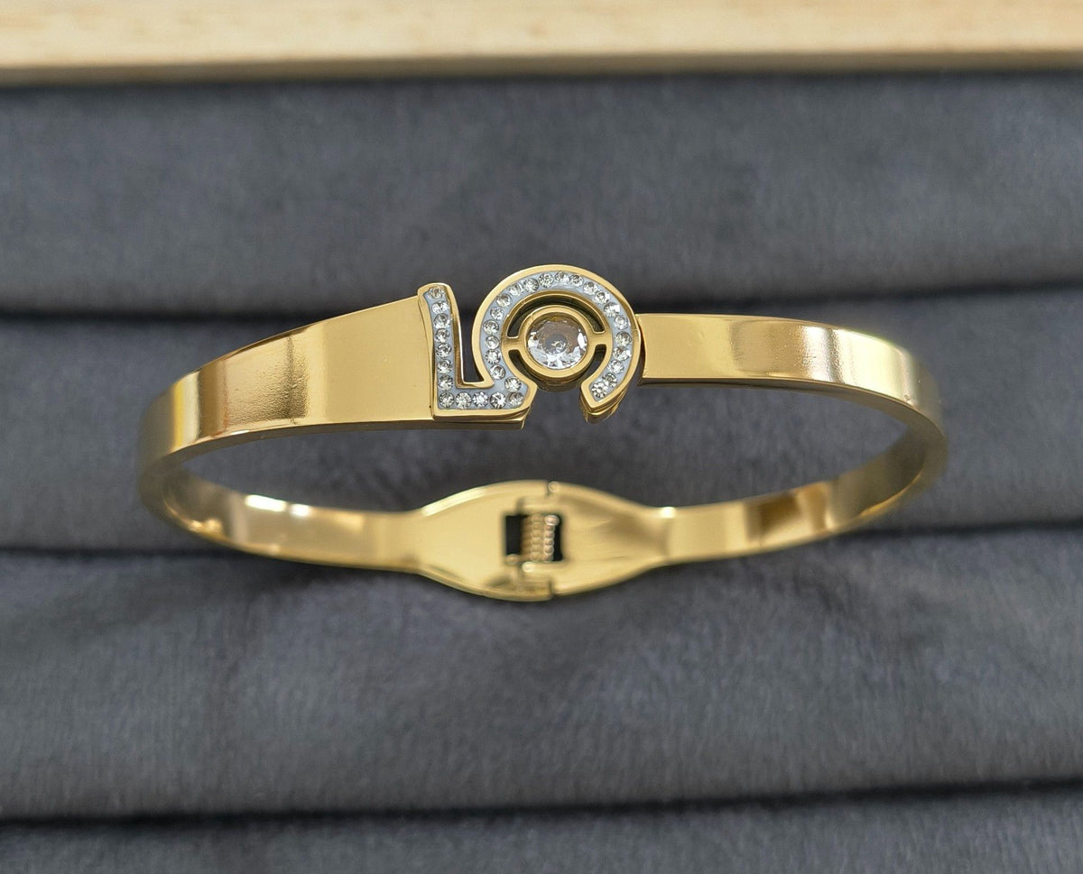 Delicate Stone Studded Bracelet Bangle 18K Gold Plated