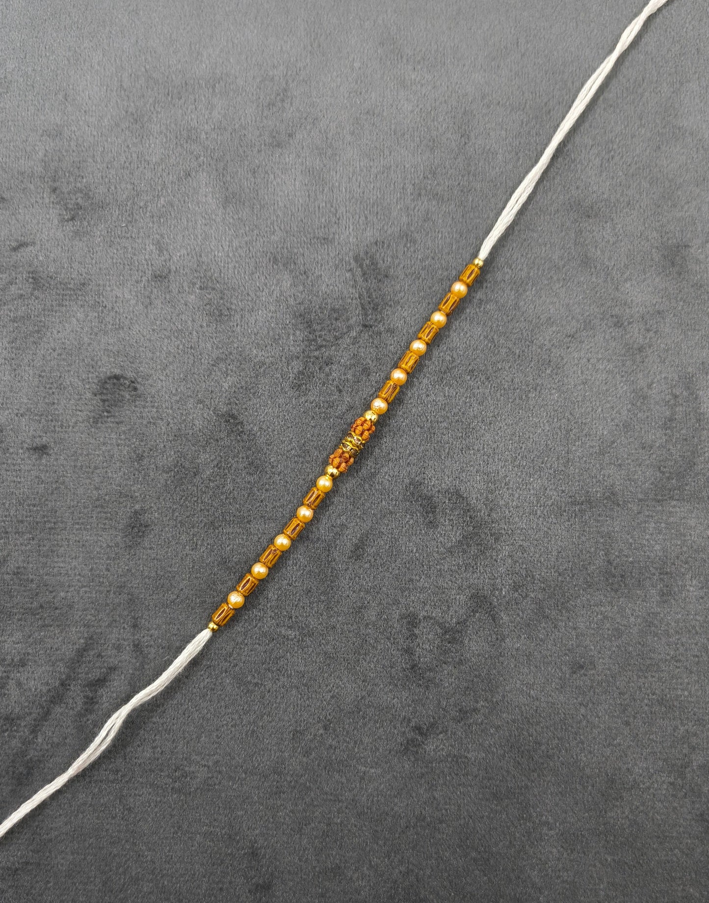 Designer Golden and Wooden Beads Rakhi for Brother