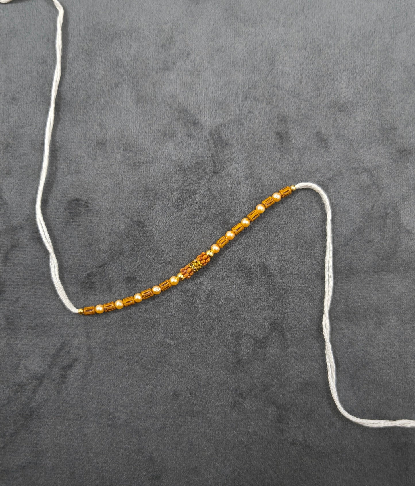 Designer Golden and Wooden Beads Rakhi for Brother