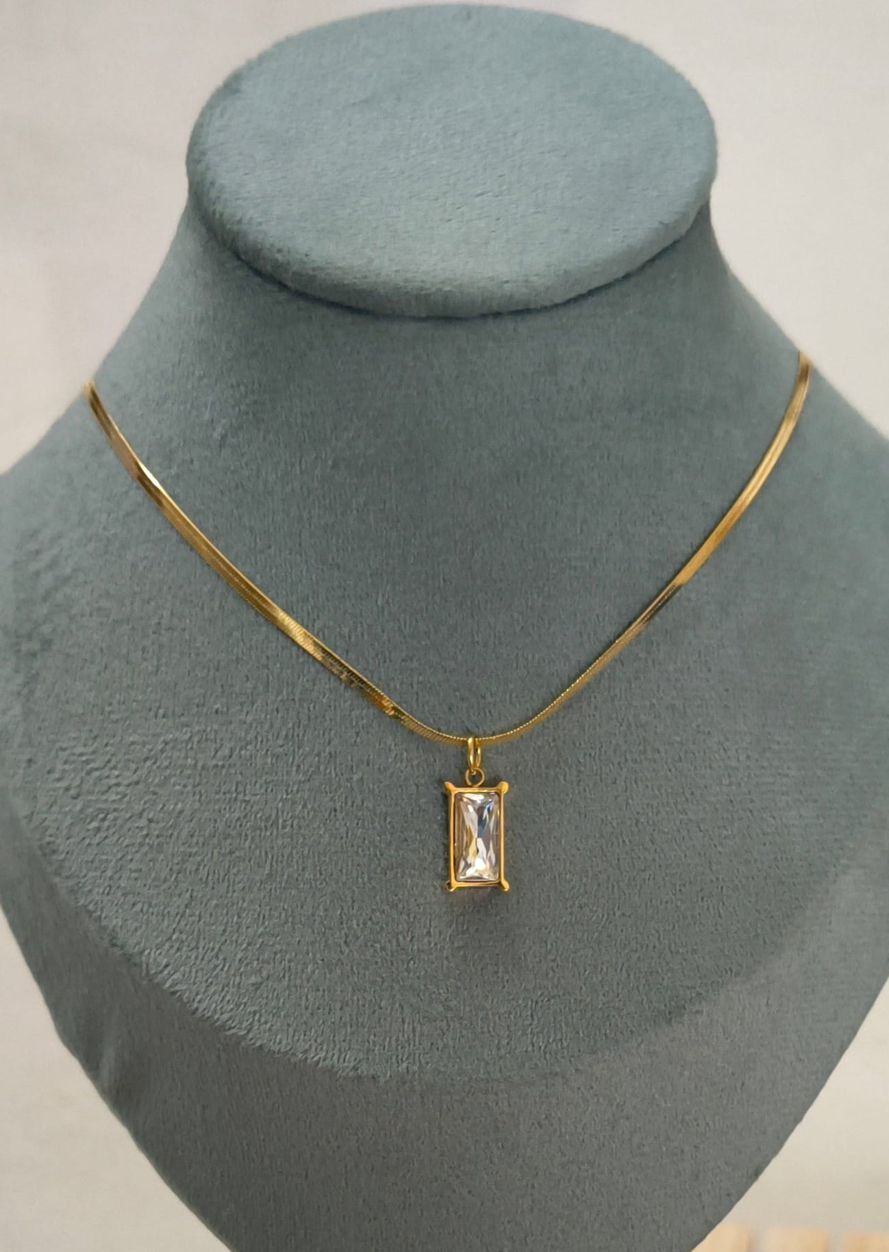 Diamond Pendant Necklace Snake Chain 18K Gold Plated