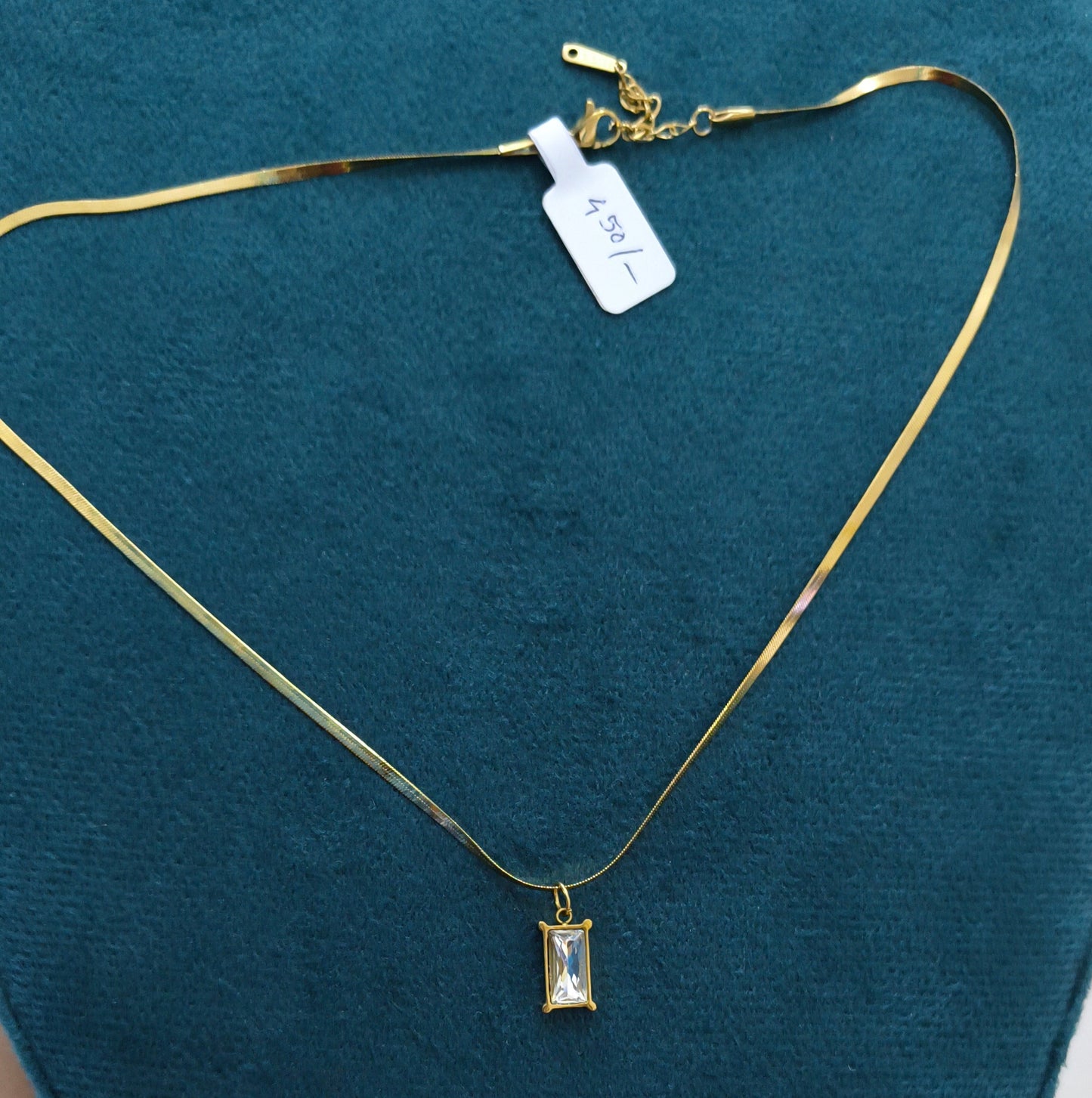 Diamond Pendant Necklace Snake Chain 18K Gold Plated