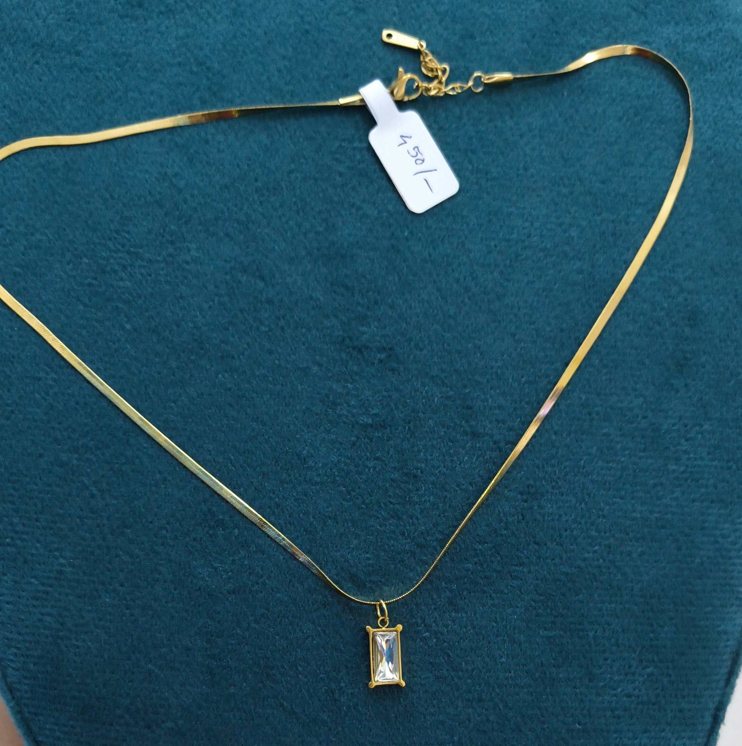 Diamond Pendant Necklace Snake Chain 18K Gold Plated