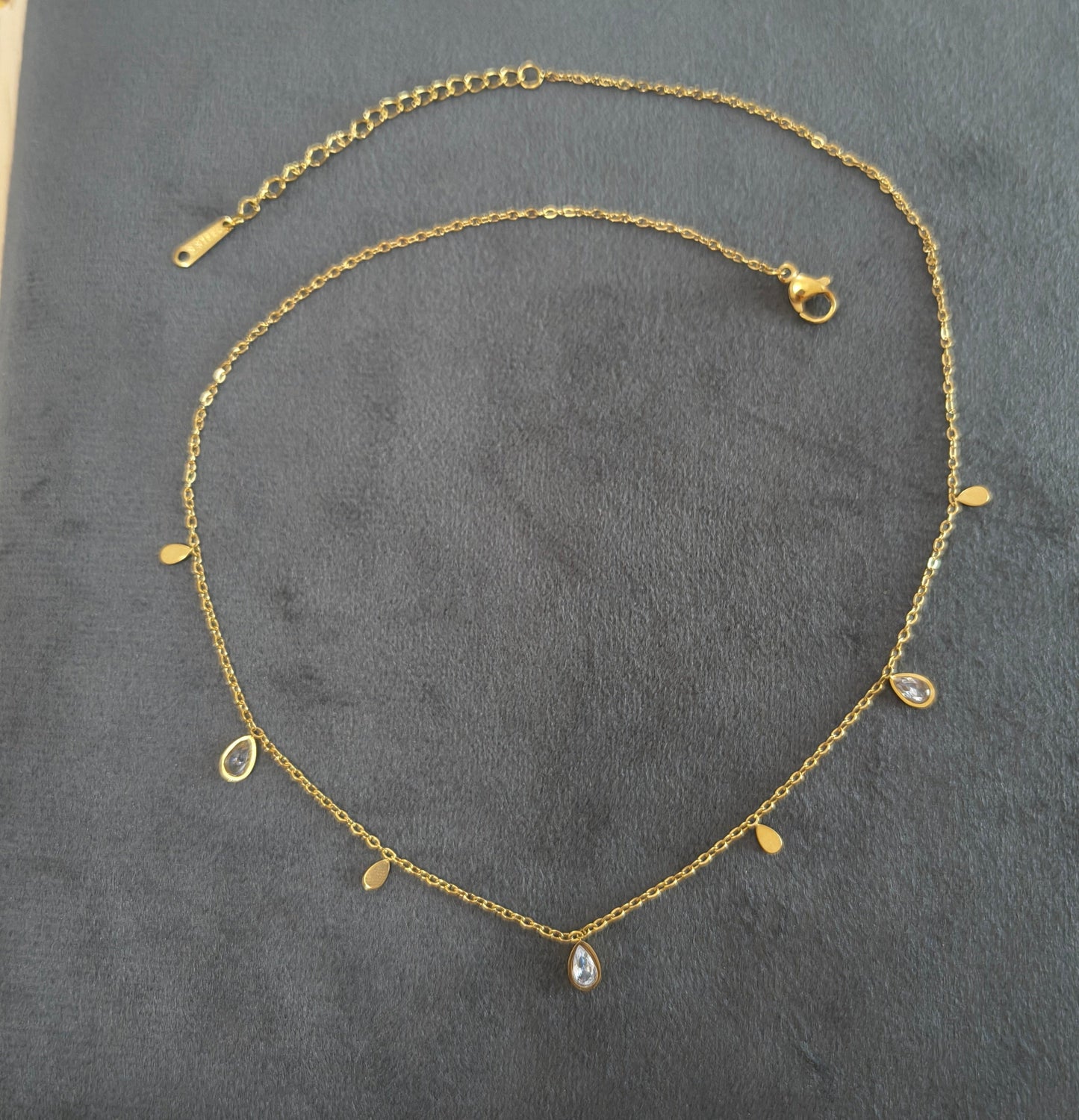 Diamonds and Golden Drops Necklace 18K Gold Plated