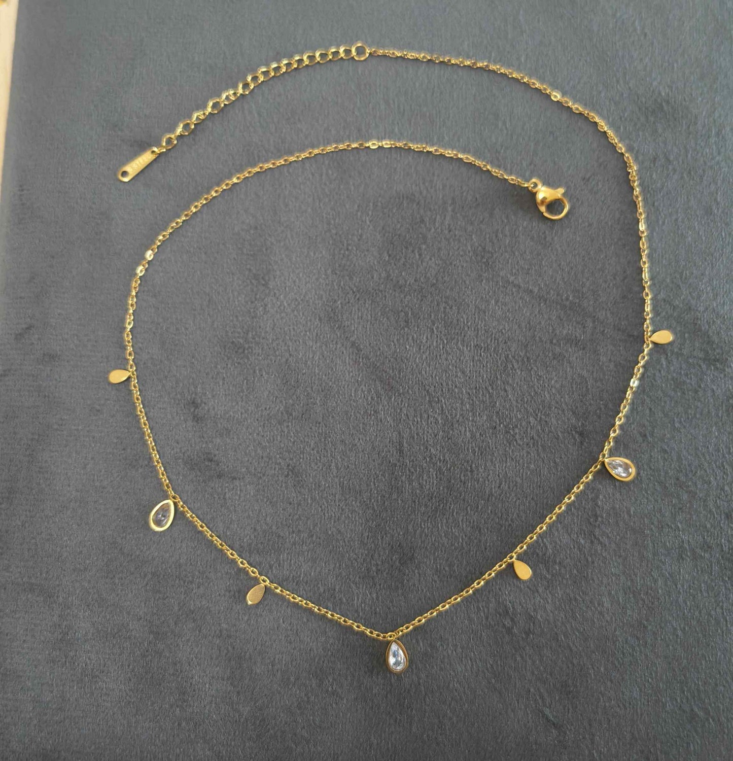 Diamonds and Golden Drops Necklace 18K Gold Plated