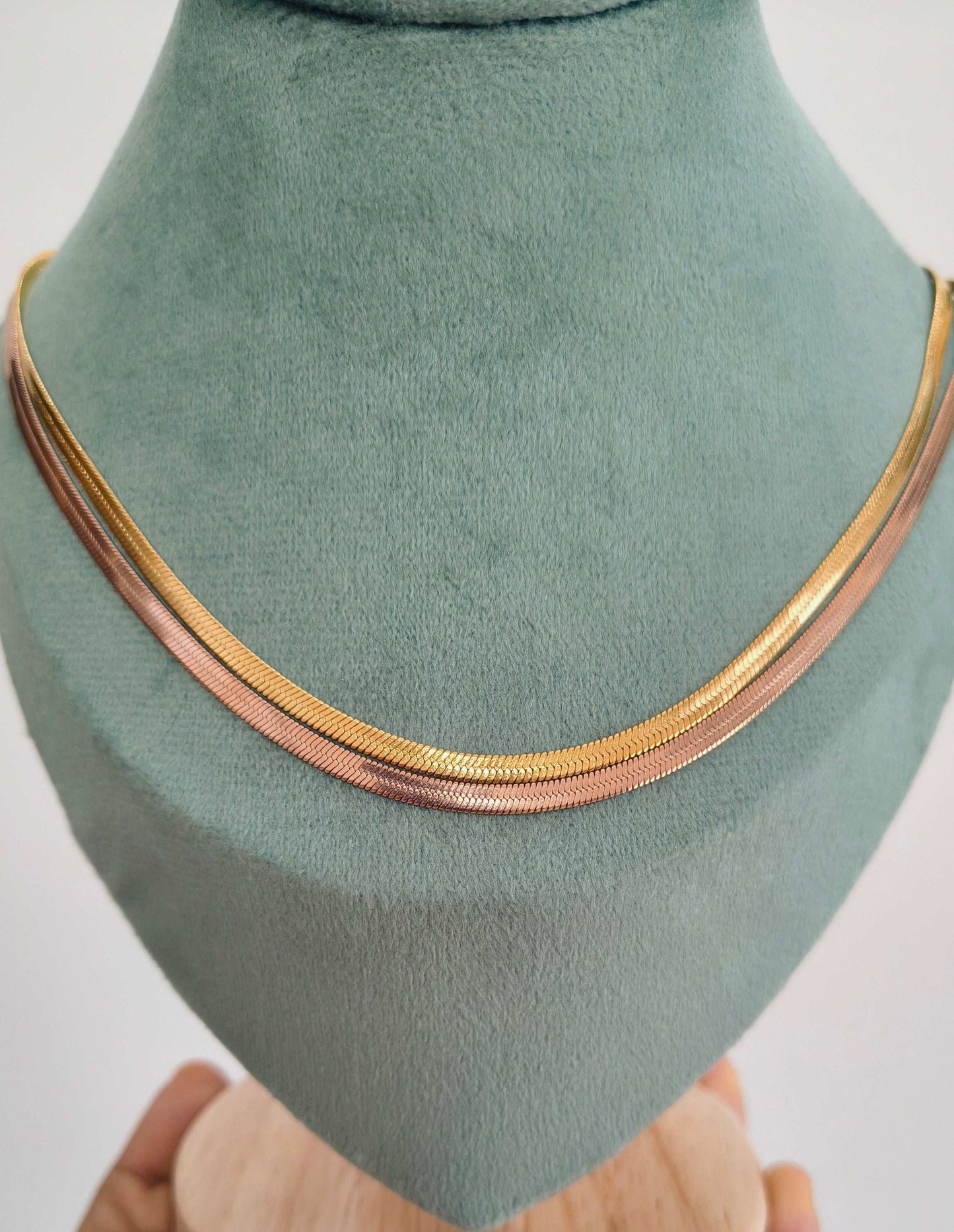 Double Layered Snake Chain Necklace 18K Gold Plated