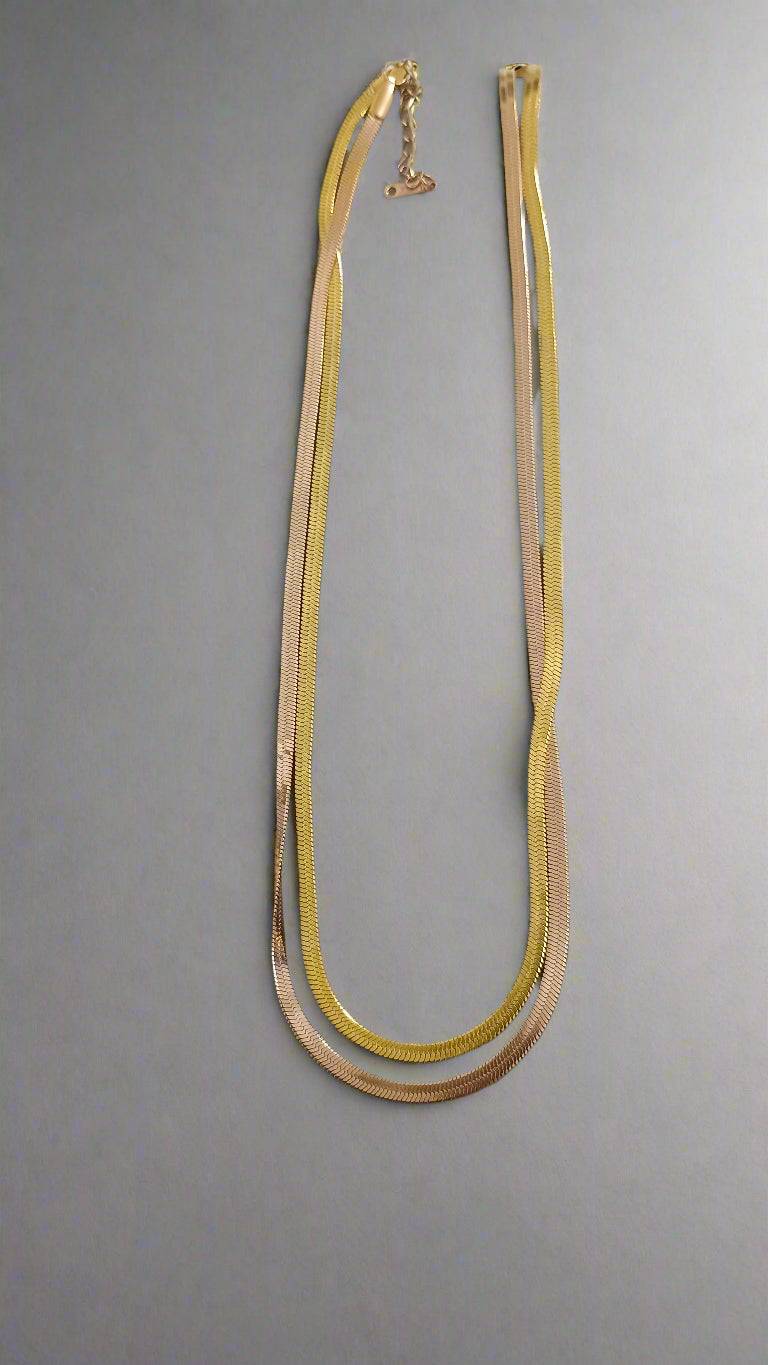 Double Layered Snake Chain Necklace 18K Gold Plated