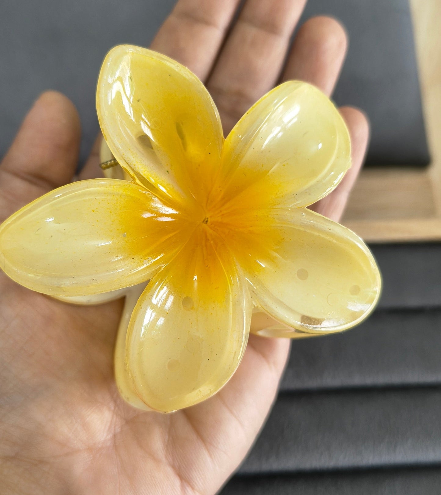 Dual Color Glossy Flower Hair Claw Clips