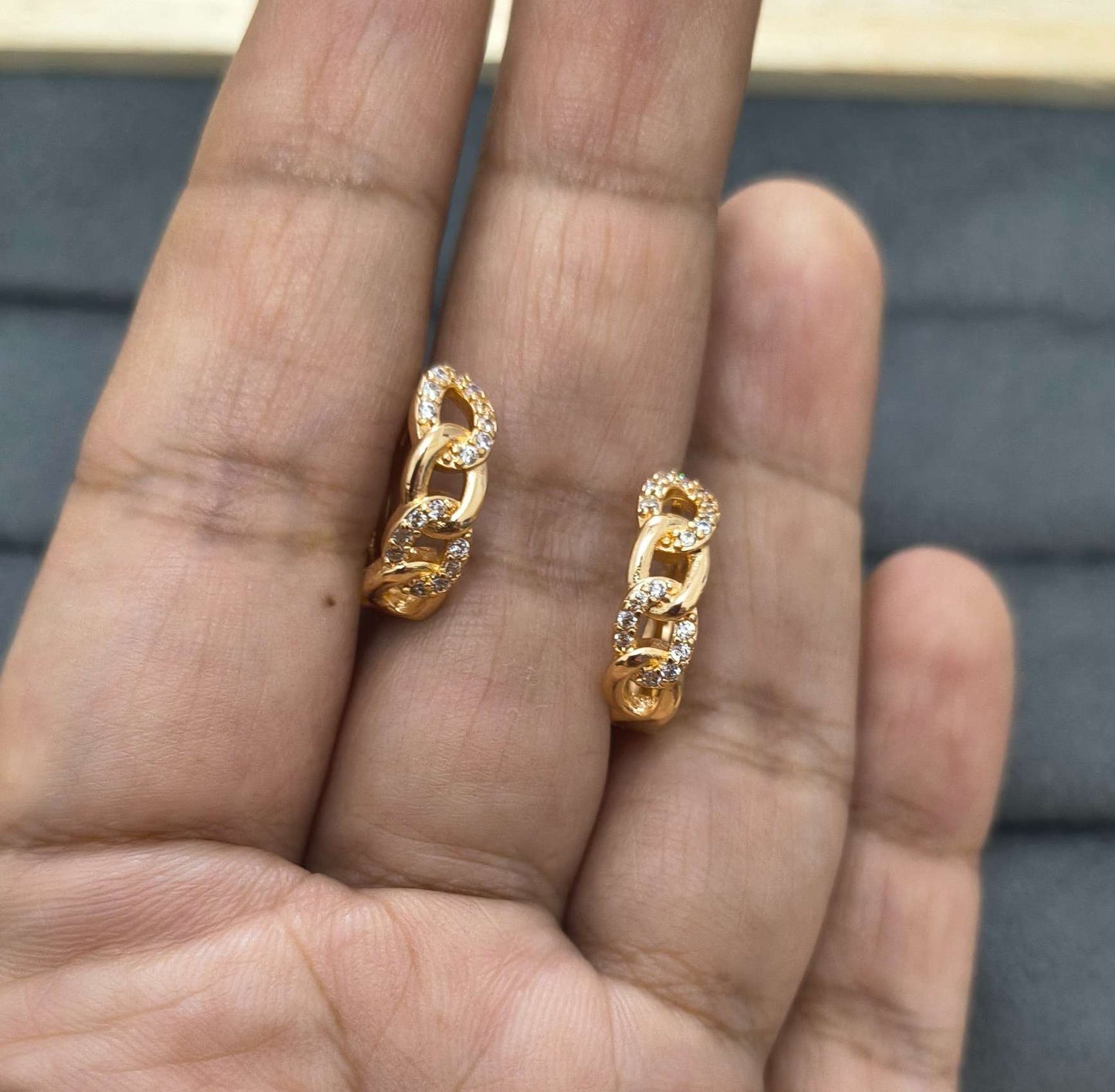 Fancy Hoop / Bali Chain Link Design Rosegold Earrings