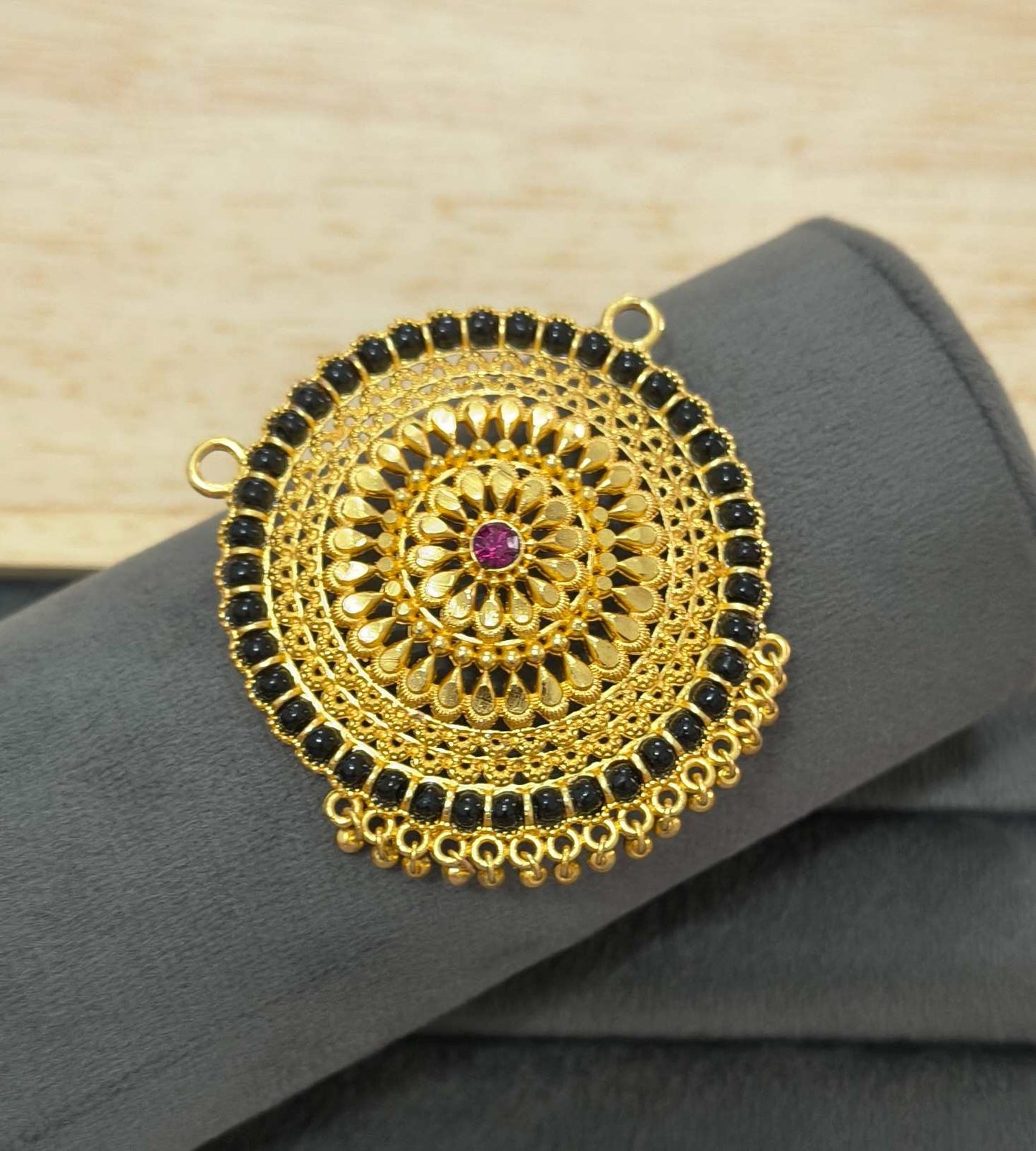 Fancy MicroGold Plated Round Pendant For Mangalsutra