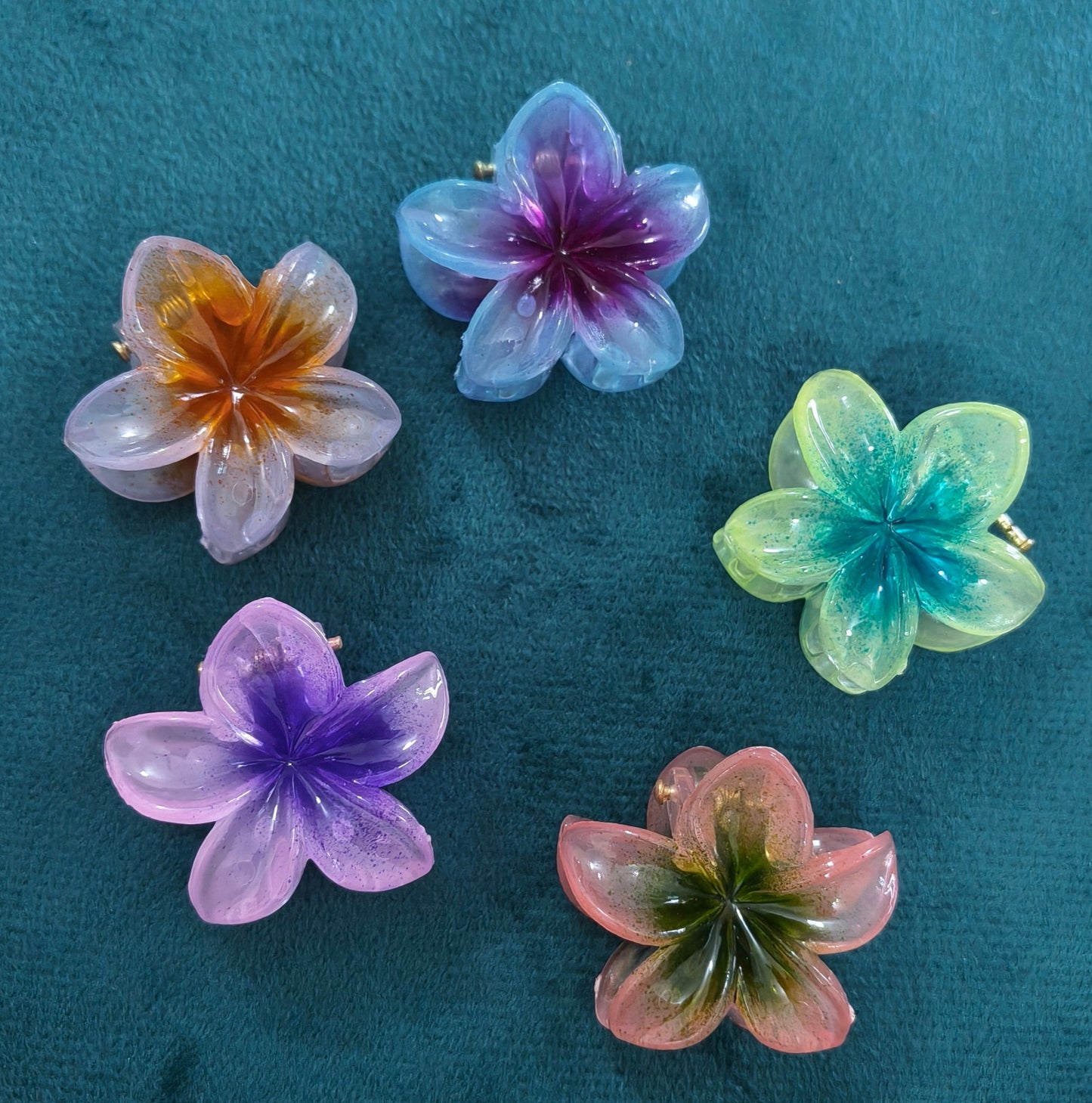 Glossy Dual Shade Flower Hair Claw Clip