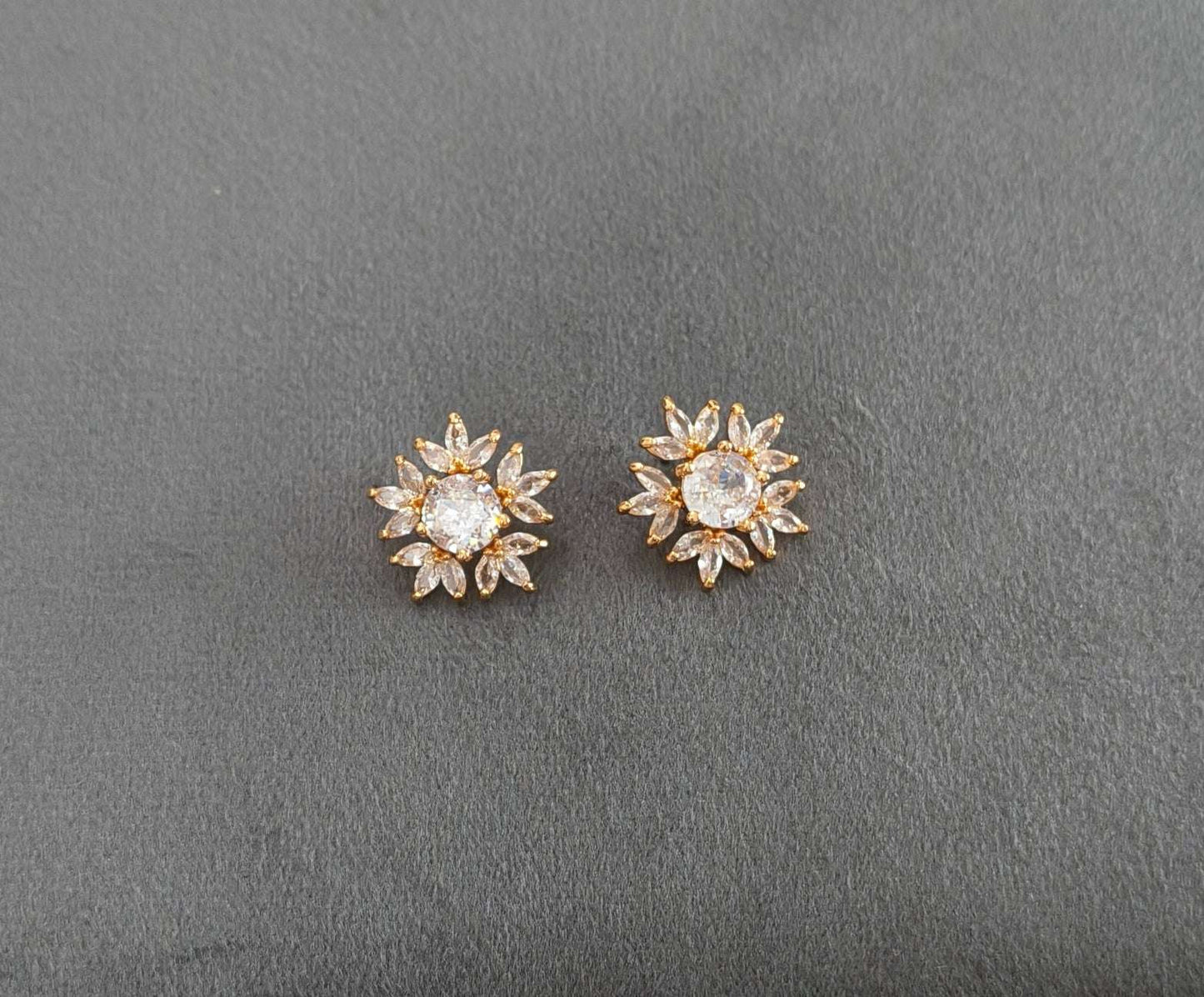 Gold Plated AD Stone Studded Bold Statement Earring