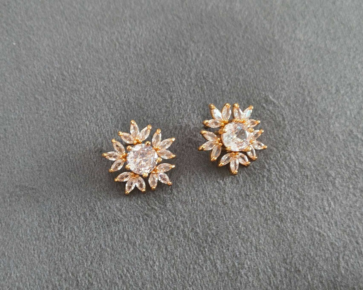 Gold Plated AD Stone Studded Bold Statement Earring