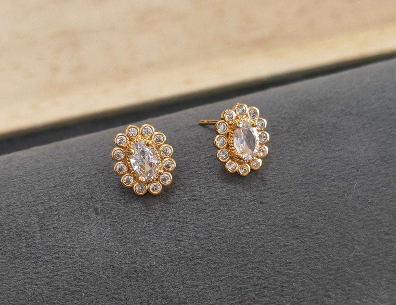 Gold Plated AD Stone Studded Tiny Stud Earring