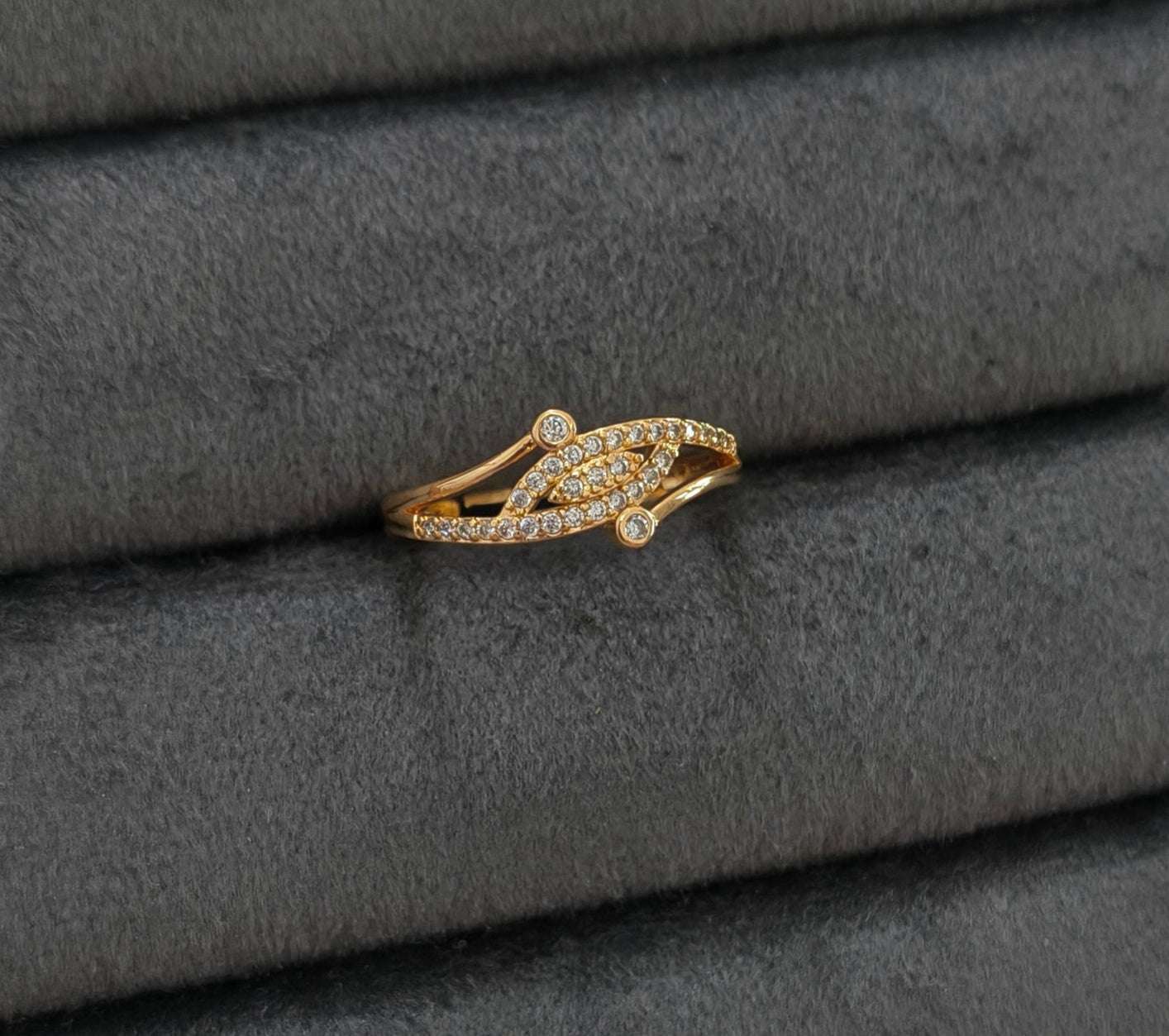 Gold Plated Adjustable Dazzling AD Stone Studded Ring