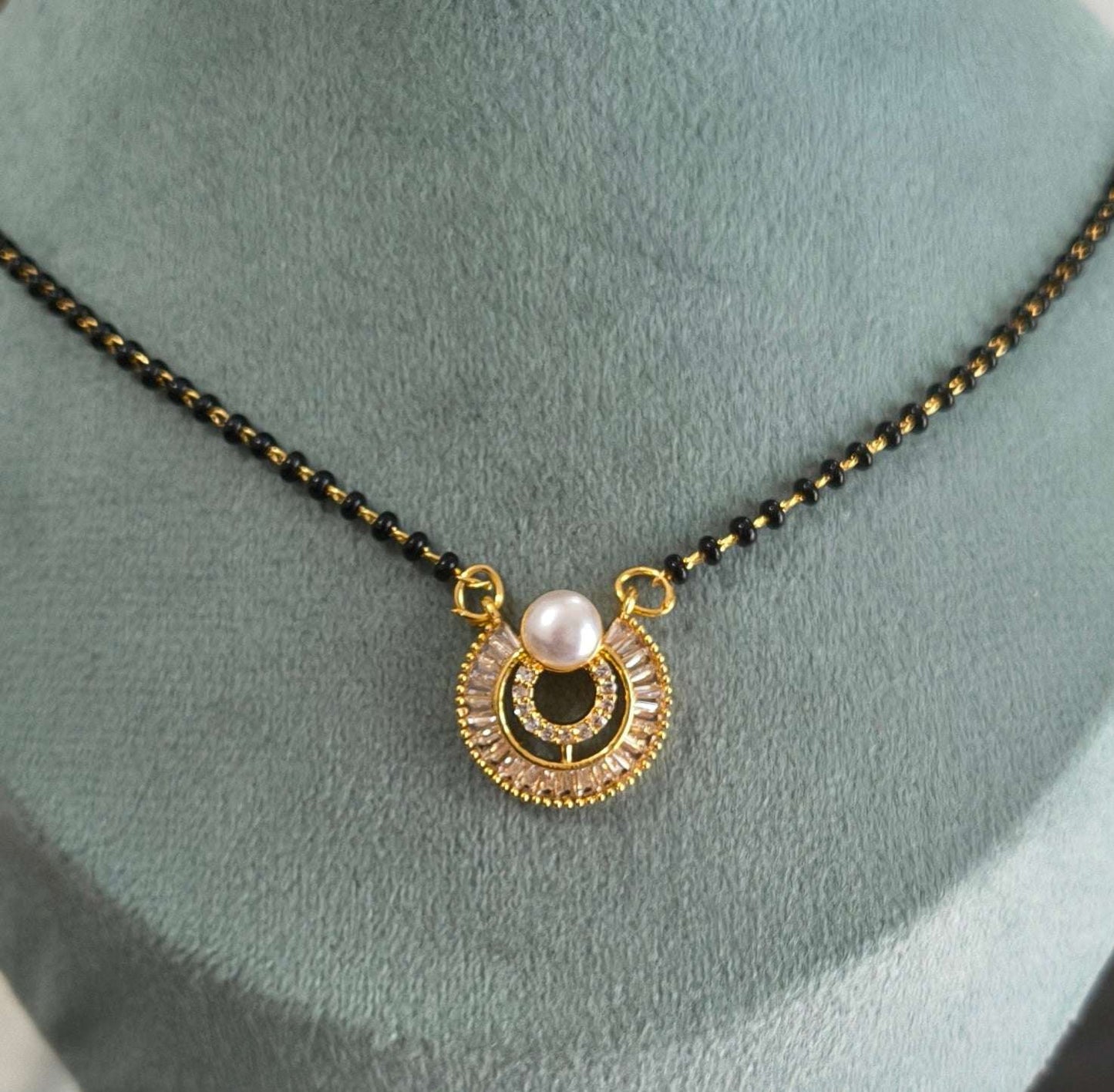 Gold Plated Classic Pearl Pendant Mangalsutra Chain