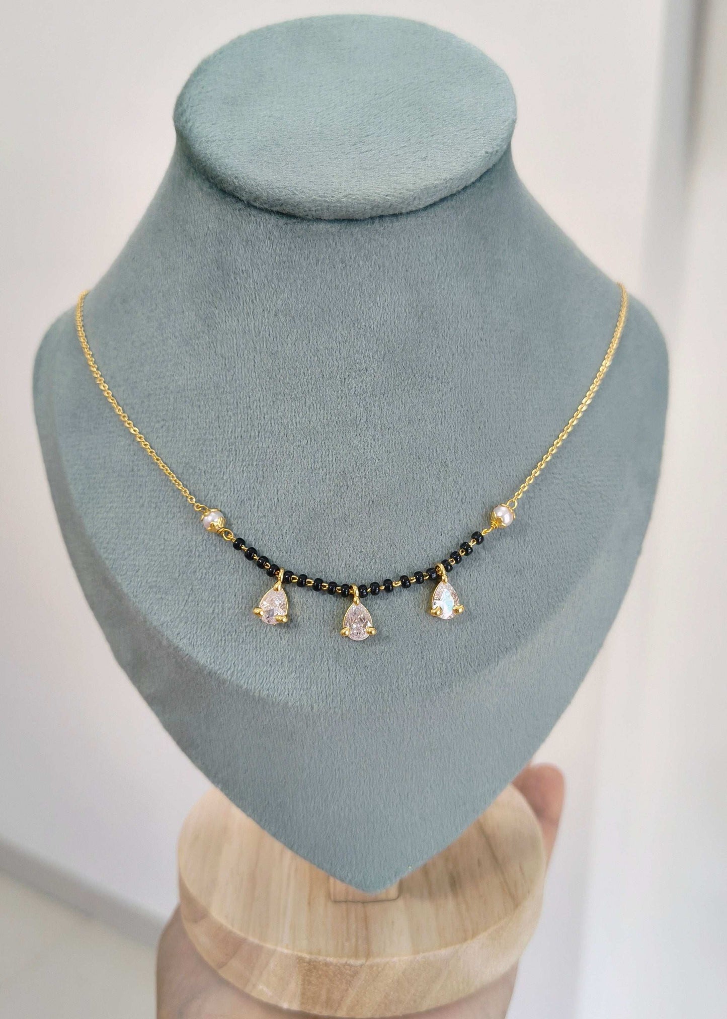 Gold Plated Diamond Drop Chain Style Mangalsutra