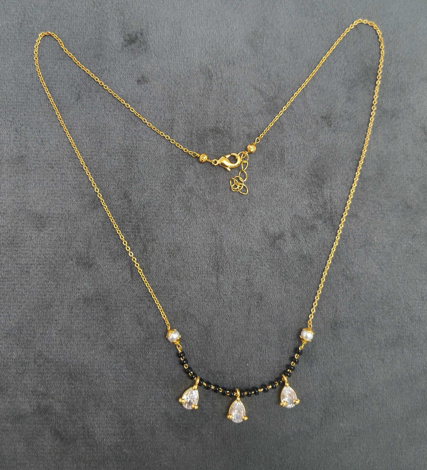 Gold Plated Diamond Drop Chain Style Mangalsutra
