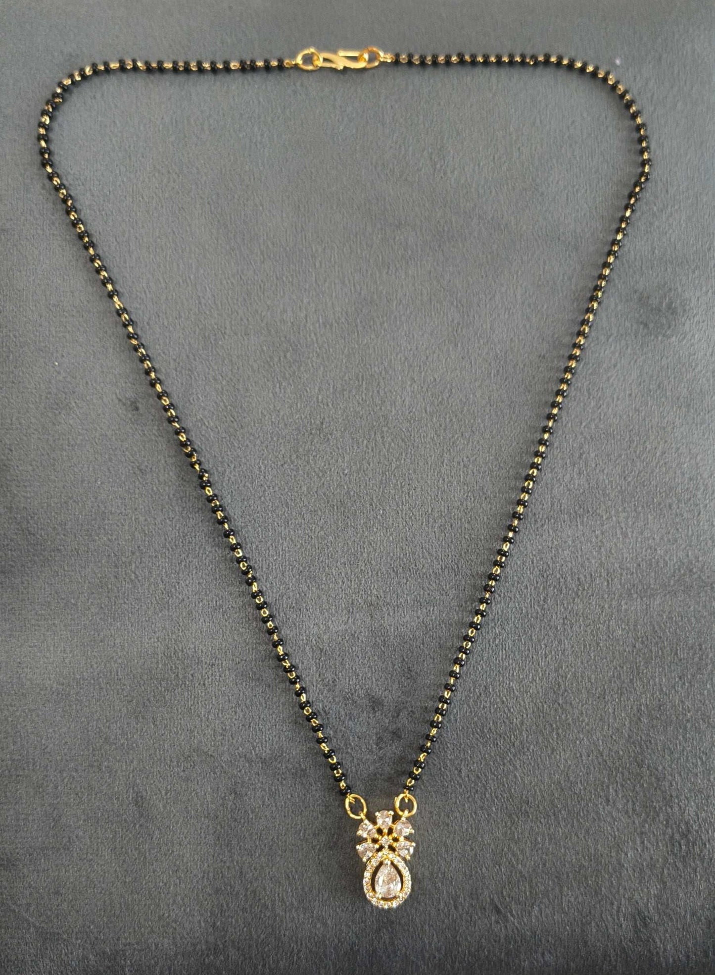 Gold Plated Flower Solitaire Pendant Mangalsutra Chain
