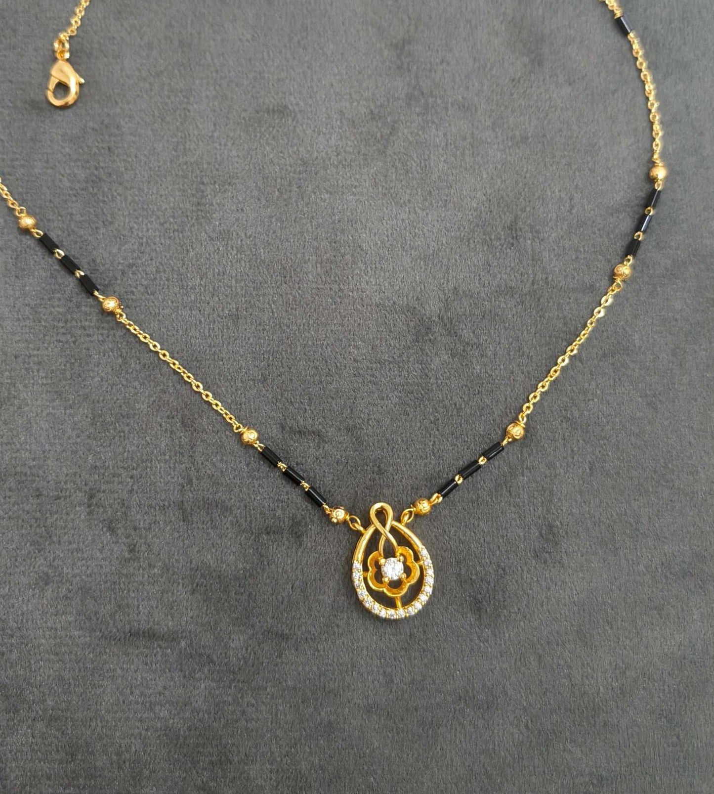 Gold Plated Oval Pendant Style Mangalsutra Chain
