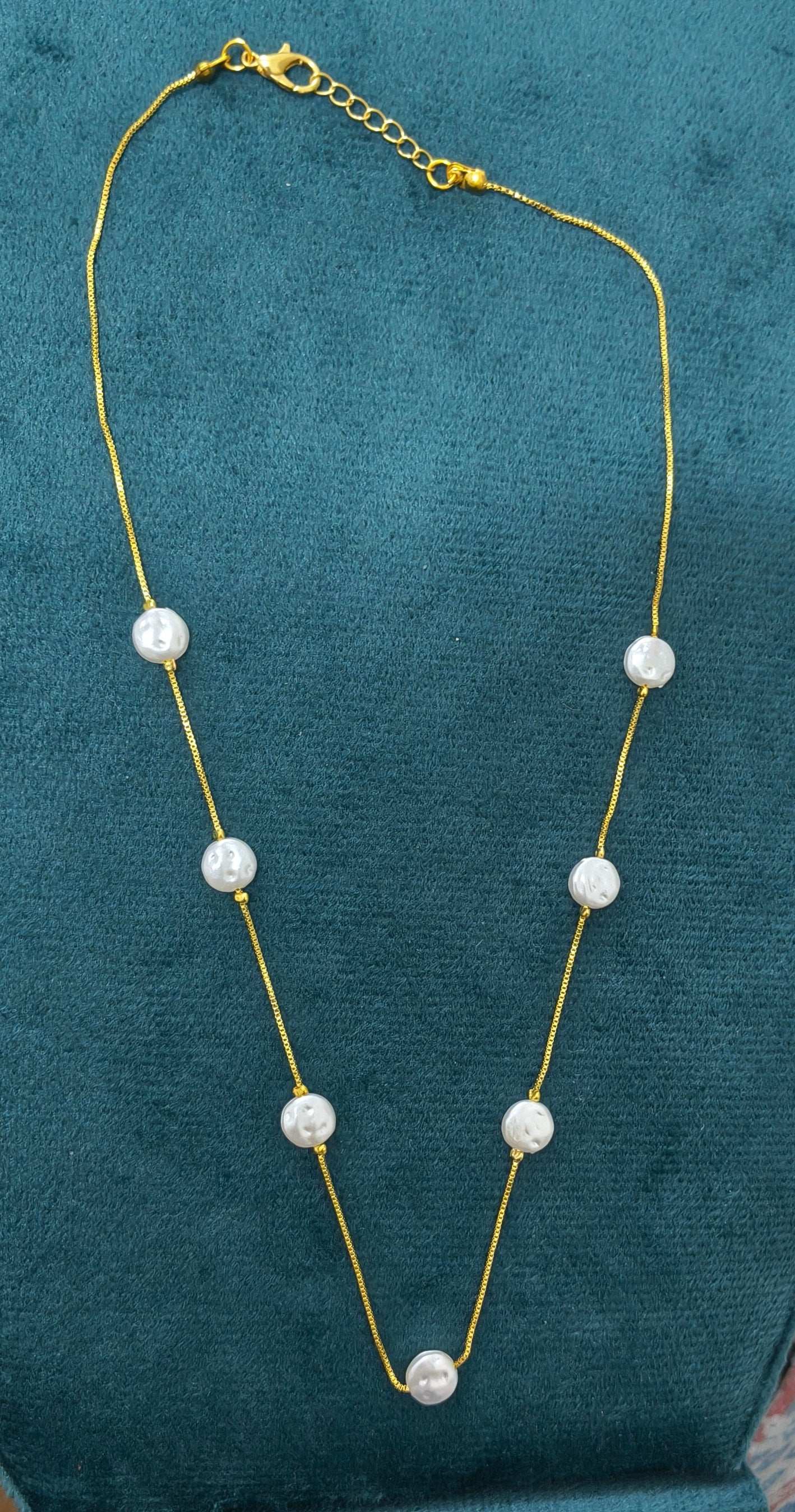 Gold Plated Stylish Pearl Necklace