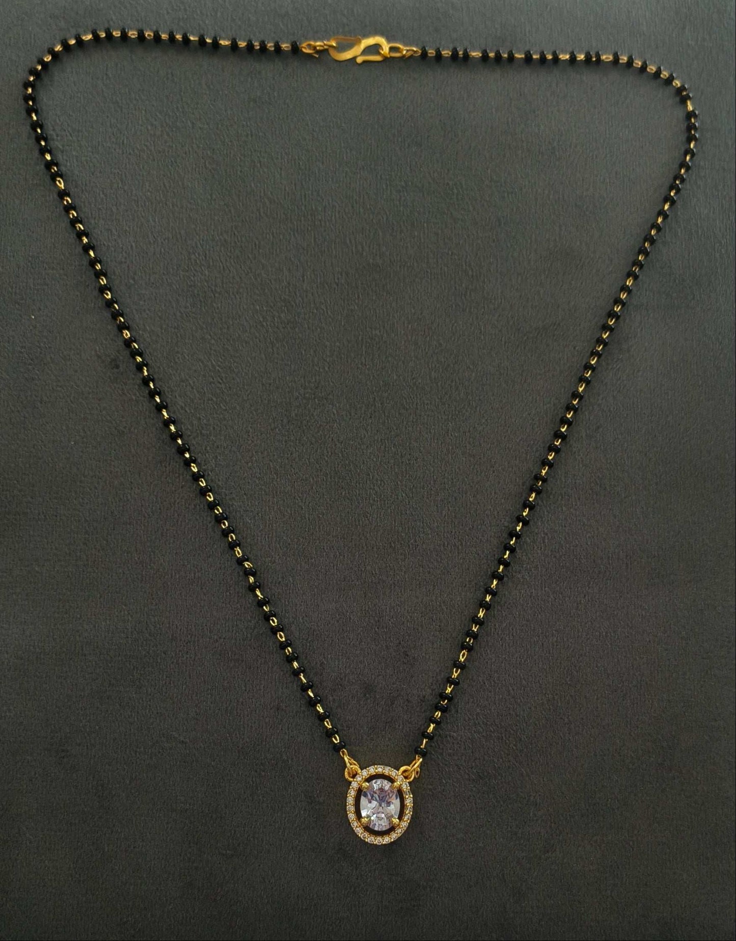 Gold Plated Trendy Solitaire Stone Pendant Mangalsutra Chain