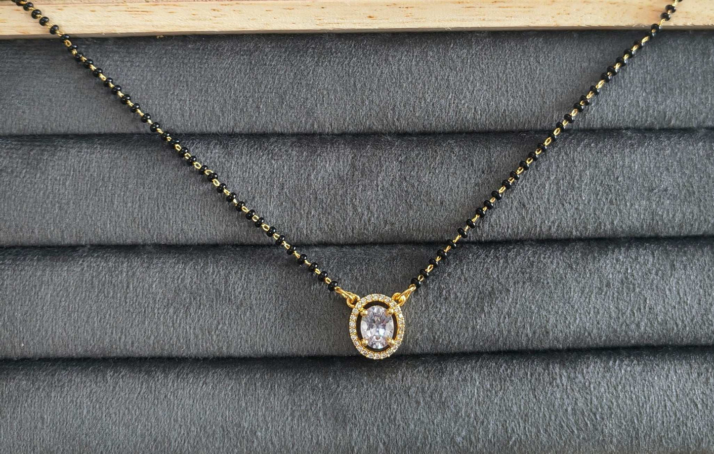 Gold Plated Trendy Solitaire Stone Pendant Mangalsutra Chain