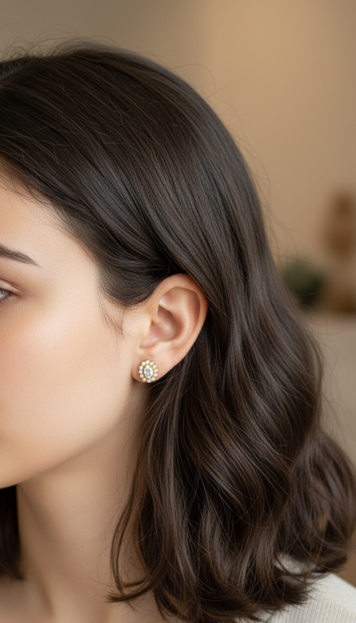 Gold Plated AD Stone Studded Tiny Stud Earring