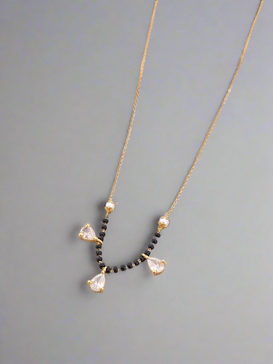Gold Plated Diamond Drop Chain Style Mangalsutra