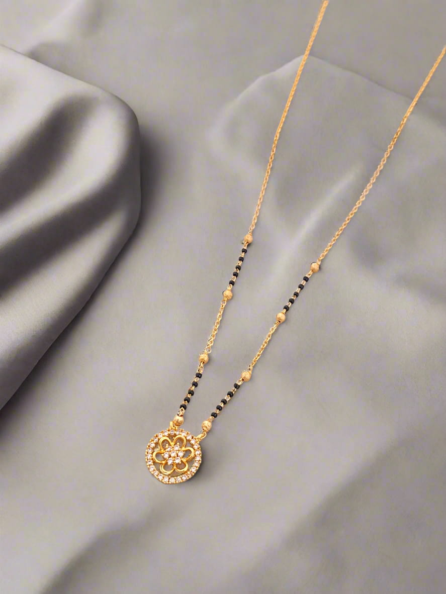 Gold Plated Round Pendant Style Mangalsutra Chain